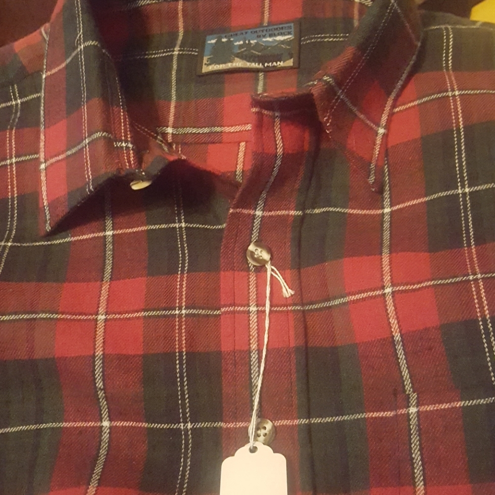 RED PLAID GREAT OUTDOORS FOR THE TALL MAN